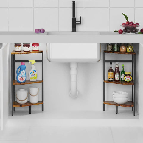 Kick Clutter To The Curb With This Slick Two Piece Under Vanity Corner Shelf For Legit Bathroom Pedestal Sink Storage And Kitchen Organization That Keeps Toiletries Tidy While Maximizing Tight Spaces Easily