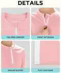 Details of Girls Rash Guard Zip Up Long Sleeve UPF 50 Plus Sun Protection Shirt Quick Dry Breathable Athletic Top in Pink White