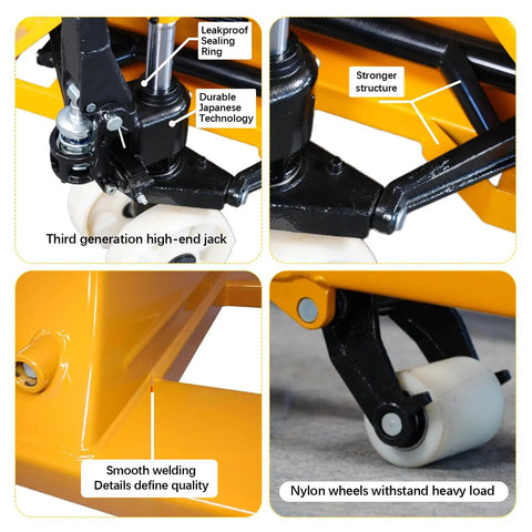 Detail of Hustle Heavy Freight With This Heavy Duty Manual Pallet Jack Featuring 5500 Pound Capacity 48 X 27 Inch Forks And A Smooth Leakproof Hydraulic Pump.