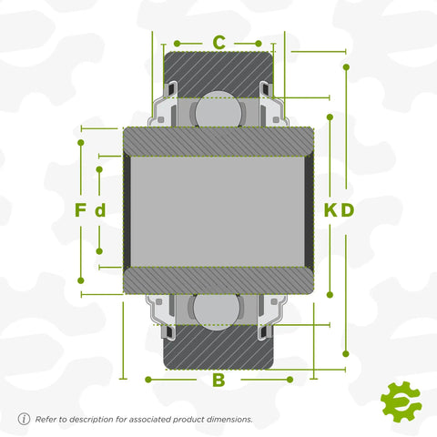 Diagram of AG Bearing Round Bore For Disc Harrow And Planter Equipment With Cylindrical OD 1.94 X 3.54 X 1.19 IR X 1.19 OR
