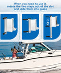 Two Step Emergency Reboarding Ladder For Boats Quick Deploy Jack Plate Boat Ladder With Foldable Twin Steps For Fast Reentry After A Swim Rotates Out Easily And Snaps In Secure When Not In Use, aluminum jack plate mount