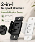 Black and white 2-in-1 support bracket with upgraded lock-in design, showing secure hold and panel stability benefits.