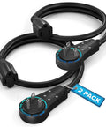 Two-pack black cables of One Foot White 360 Degree Rotating Extension Cord With Flat Plug 3 Prong Grounded Indoor Power Cable For Single Outlet