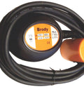Automatic Float Switch Water Level Sensor With On Off Control For Tanks And Sumps, 10 Foot Cable, Adjustable Counterweight, Rugged Enclosure, The Do It All Pump Helper For Basement Flood Prevention And Tank Filling. Black float switch with orange counterweight