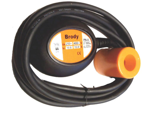Automatic Float Switch Water Level Sensor With On Off Control For Tanks And Sumps, 10 Foot Cable, Adjustable Counterweight, Rugged Enclosure, The Do It All Pump Helper For Basement Flood Prevention And Tank Filling. Black float switch with orange counterweight