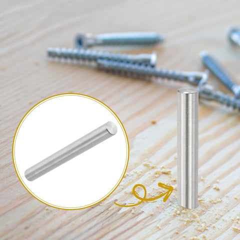 Eight Mm By Eighty Mm Dowel Pin Set Of Four In 304 Stainless Steel Silver for shelves and furniture fixing, close-up view.