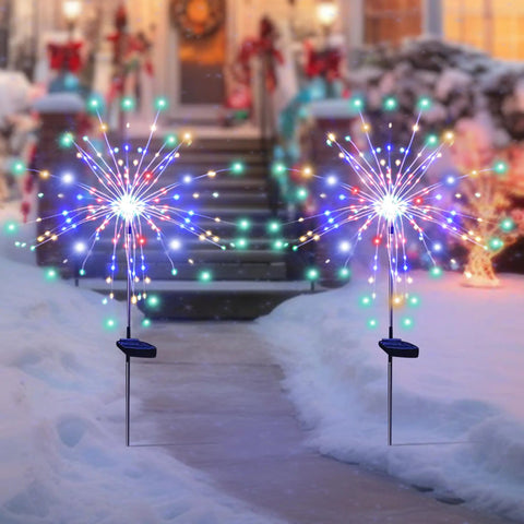 Must Have Outdoor Solar Firework Stake Lights With 120 LEDs Waterproof 2 Pack Sparklers for winter yard pathway