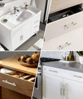 Collage of 10 Pack Brushed Nickel And Gold Cabinet Pulls for kitchens and furniture, installed on drawers and cabinets