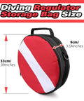 Portable Scuba Regulator Bag For Divers Heavy Duty Protective Travel Case size illustration with wet dry compartment