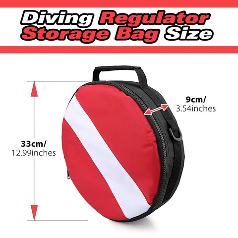 Portable Scuba Regulator Bag For Divers Heavy Duty Protective Travel Case size illustration with wet dry compartment