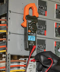 Digital Clamp Meter Workhorse With 400A Auto-Ranging Clamp, AC/DC Voltage, mounted on panel showing 277 volts