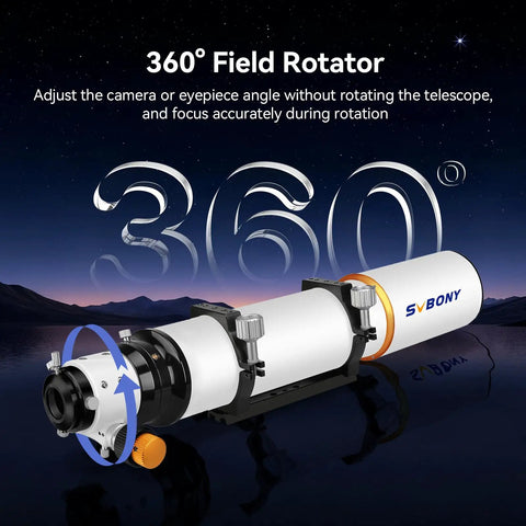 102mm F7 Refractor Telescope for Adults with Extra Low Dispersion Optics and Dual-Speed Focuser shown with 360 field rotator