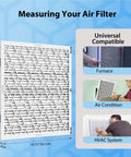 Diagram showing Six Pack 20x20x1 Air Filters With Reusable ABS Frame For Deep Pleated MERV 8 HVAC Furnace Replacement usage and dimensions