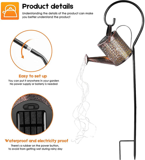 Solar Garden LED Light Watering Can Fairy Lights For Pathway Yard Lawn Patio Decor Outdoor Stake Light Sun Powered No Cord Needed
