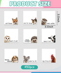 9 Pack Cute Sticky Note Pads With Funny Animal Puns Hand Drawn Style Notepads product size and designs overview