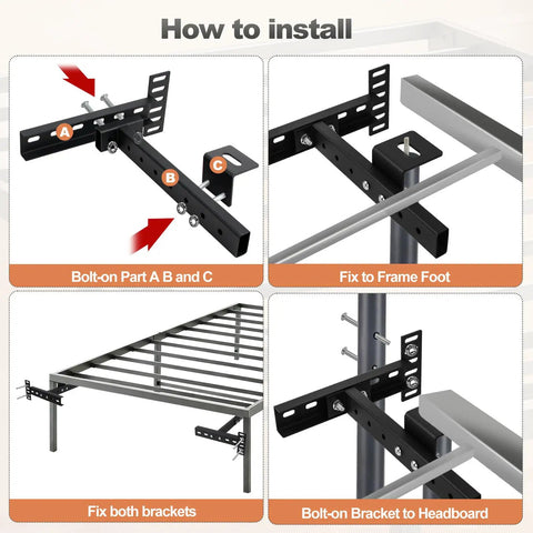 Installation guide for Rock Solid Heavy Duty Headboard Brackets For Adjustable Bed Bases with carbon steel mounts.