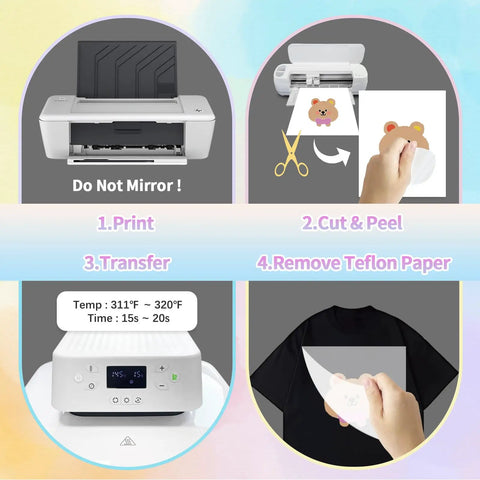 Dark Fabric Heat Transfer Paper For Inkjet And Laser Printers 20 Sheets 8.5x11 DIY T-shirt transfer process steps guide