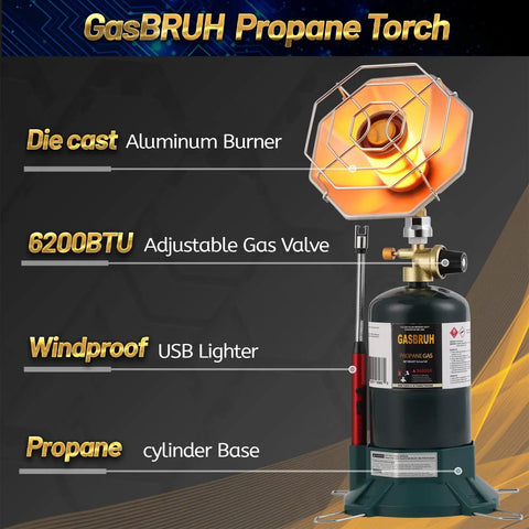 Portable Propane Heater 6200 BTU For Outdoor Camping And Hunting With Windproof Lighter Cordless Gas Heater For Tents