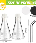 Two Pack Eight Point Five Ounce Glass Erlenmeyer Flasks Drinking Glasses For Cocktails And Coffee Narrow Mouth Beakers Set dimensions