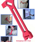 Red 4 In 1 Emergency Tool Gas And Water Shut Off Wrench For Earthquakes Hurricanes Fires Floods Disasters Prepper Ready with pry bar, debris dig features.