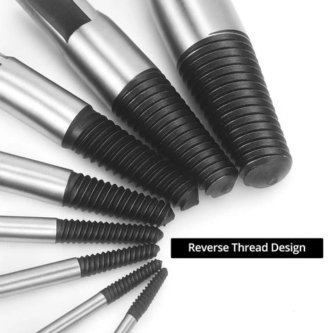 Eight Piece Water Pipe Screw Extractor Set For Damaged Screws And Bolts Alloy Steel Construction Rustproof Close-Up View