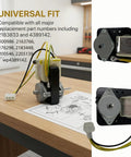 Evaporator Fan Motor Replacement Kit For Compatible Refrigerator Models 2183833 2163766 2176298 2183448 2200546 shown on table.