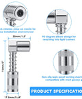 Close-up of 90-degree coupler from 8 Piece Grease Gun Fittings Kit With 90 Degree Coupler And Sleeves, showing dimensions and features.