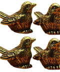 Brass Sparrow Hinge Heads Set Of Four Vintage Bird Figurines Miniature Sparrow Toppers For Home Decor Perfect For Bird Enthusiasts Featuring Solid Brass Construction Rust Resistant Finish And Realistic Lifelike Feather Detailing. Set of four vintage brass sparrow figurines with lifelike feather details.