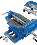 Built Like A Tank 6 Inch Cross Slide Drill Press Vise Heavy Duty Cast Iron with quick adjustment and sturdy frame for woodworking.