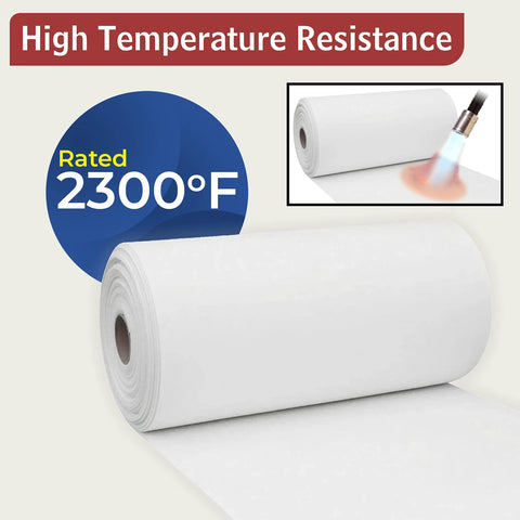 White ceramic fiber paper roll for high-temperature insulation, 1/32 in thick, 24 in x 25 ft