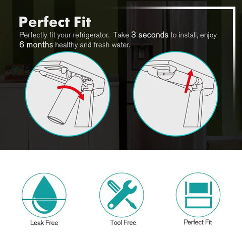 Diagram showing installation process of Heavy Metal Safe Refrigerator Water Filter Replacement For LG LT1000P LT1000PC And Kenmore Elite 9980
