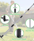 2 In 1 Weed Puller And Garden Hoe With Adjustable Long Handle, cast steel head, ergonomic grip, designed for deep root removal