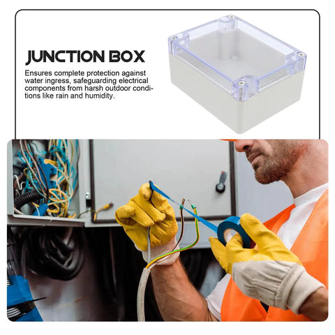 Sturdy White Plastic Junction Box With Clear Dustproof Cover For Electrical Project Setups Waterproof enclosure shown with wiring.
