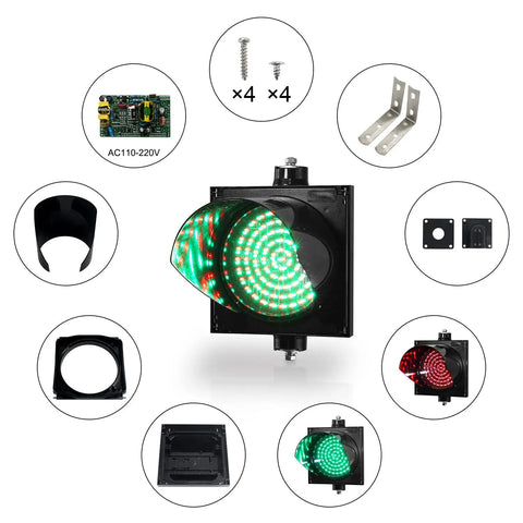8 Inch Red And Green 2 In 1 Traffic Light Stop And Go LED Light With Black PC Housing Clear Lens Outdoor Waterproof IP65