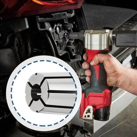 Built Like A Tank Quarter Inch Die Grinder Collet in use with a pneumatic tool, showcasing hardened steel construction and secure grip.