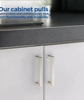 8 Pack Brushed Nickel Cabinet Handles 5 Inch Square Drawer Pulls Stainless Steel With 128mm Hole Centers on kitchen cabinet doors