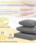 Outdoor Replacement Cushions For Patio Furniture 14 Piece Gray Cushion Set For Six Seat Rattan Wicker Sectional Sofa Water Repellent Cushions