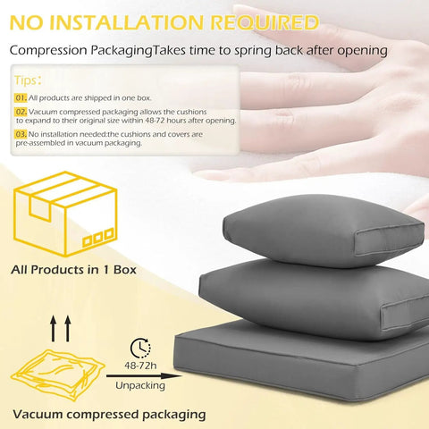 Outdoor Replacement Cushions For Patio Furniture 14 Piece Gray Cushion Set For Six Seat Rattan Wicker Sectional Sofa Water Repellent Cushions