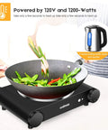 Portable 1200W Infrared Electric Stove With Quick Heat 7 Inch Ceramic Glass Burner for dorm, office or camping use
