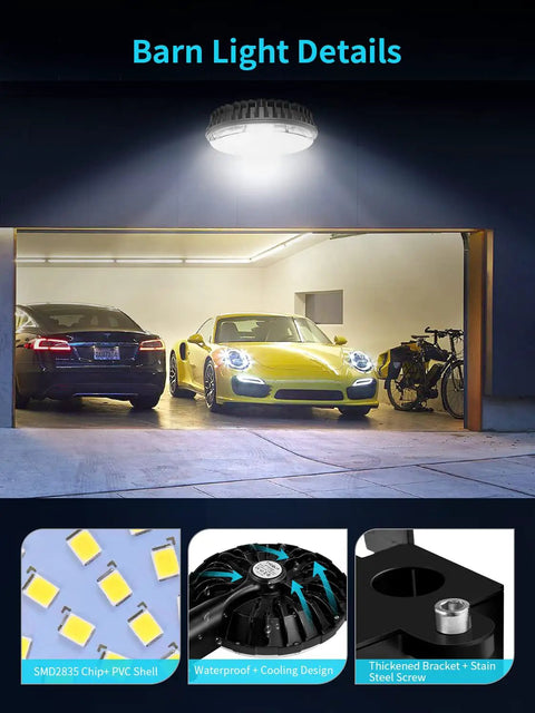 Led Barn Light Dusk To Dawn Outdoor Lighting 150W 18000 Lm 5000K Daylight IP65 Waterproof Flood Light For Barns Yard Garage Warehouse Outdoor Security Lights 2 Pack