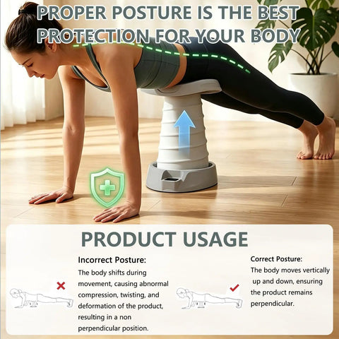 Push Up Assist Trainer For Beginners No Sweat With Waist And Core Support in use demonstrating proper posture