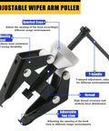 All In One Wiper Arm Puller And Battery Terminal Removal Tool For Bolted Windshield Wiper Arms That Slip Over A Tapered Spline And Battery Posts The Go To Auto Hand Tool For Cars And Light Trucks, adjustable wiper arm puller close-up