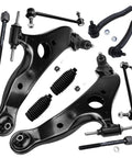 Beefed Up Front End Suspension Kit For Toyota Sienna 2004 2005 2006 2007 2008 2009 2010 10 Piece Set With Front Lower Control Arms Ball Joints Sway Bars Outer And Inner Tie Rods And Boots shown on white background