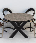 Beefy Pair of Heavy Duty Steel Table Legs, 28 Inch High by 31 Inch Wide X Frame 3.1 Inch Square Box Legs shown under round table