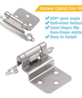 30 Pack Three Eighths Inch Inset Hinges For Face Frame Kitchen Cabinets Satin Nickel Self Closing Hinges With Mounting Screws