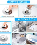 Full Brass Universal Pop Up Sink Stopper Set Pack Of 2 With Detachable Filter Basket Hair Catcher Chrome Finish Durable Drain Strainer installation