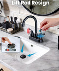 Oil Rubbed Bronze Vintage Style Bathroom Faucet With 4 Inch Centerset, 2-Handle 3-Hole Design, rotating spout in use