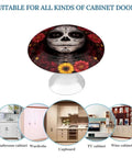 Two Piece Day Of The Dead Sugar Skull Floral Drawer Pulls With Screws Easy Install Cabinet Knobs For Cupboard Wardrobe