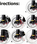 Steps for using 5 Pack Bicycle Disc Brake Pads Alignment Tool Set For Centering Rotors, Caliper Pad Gap Adjuster on bike brakes.