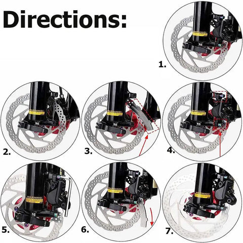 Steps for using 5 Pack Bicycle Disc Brake Pads Alignment Tool Set For Centering Rotors, Caliper Pad Gap Adjuster on bike brakes.